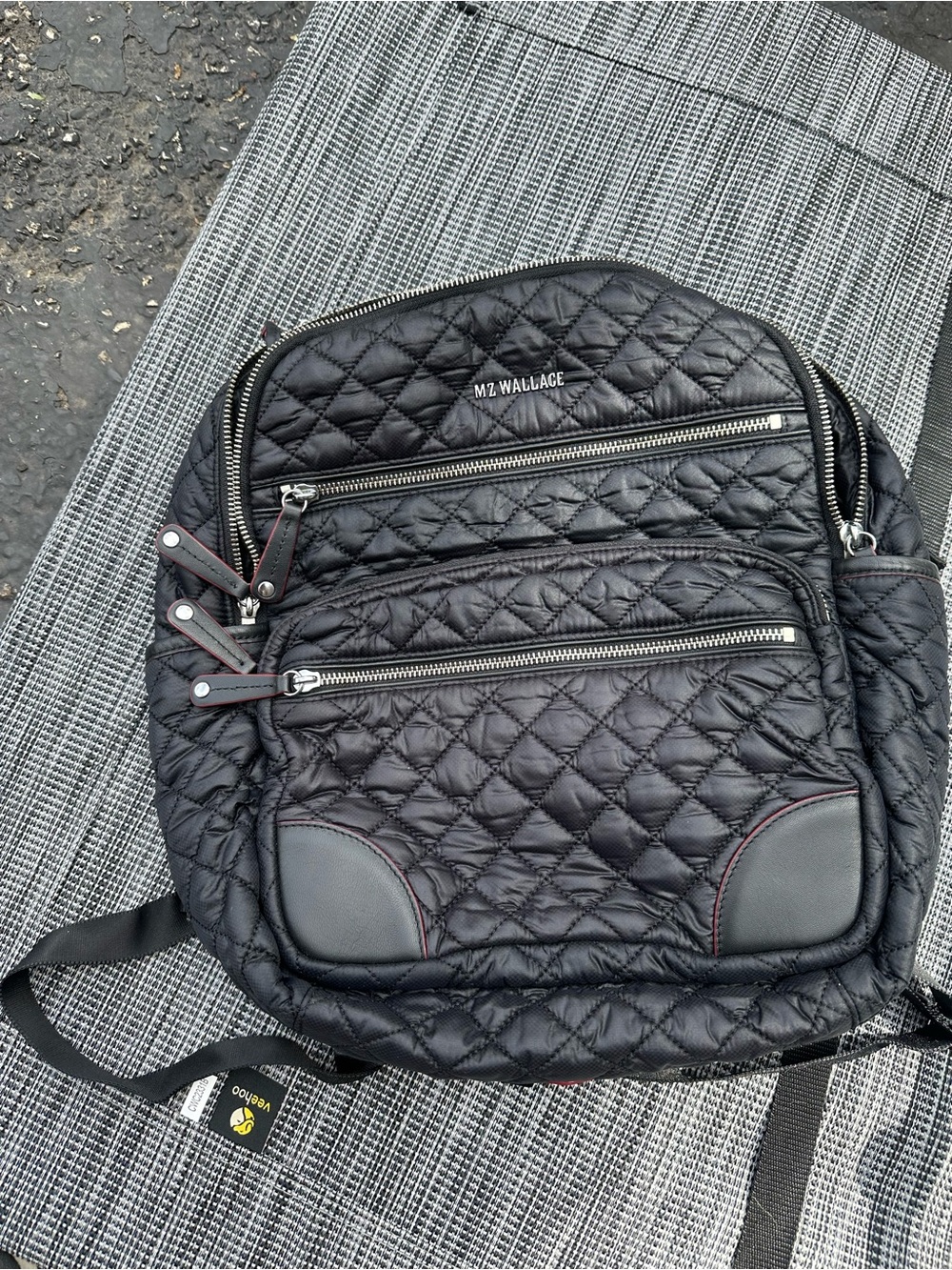 MZ WALLACE Black Quilted Men's Backpack with Silver Zippers